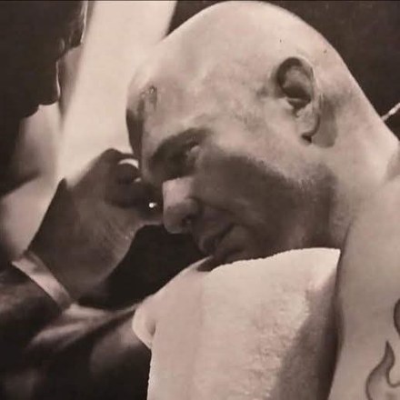 Daniel Paul Gray in his corner between rounds of a professional fight